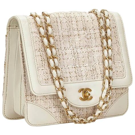 chanel tweed white bag|chanel tweed bag price.